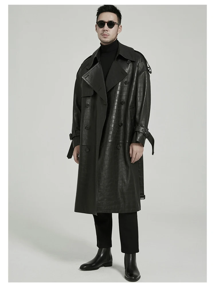 Spring Autumn Long Black Crocodile Print Pu Leather Trench Coat Men Belt Double Breaste Runway European Fashion 3 Mallzona S7ab2a883193348879725bea6787d93cdy Spring Autumn Long Black Crocodile Print Pu Leather Trench Coat Men Belt Double Breaste Runway European Fashion Mallzona