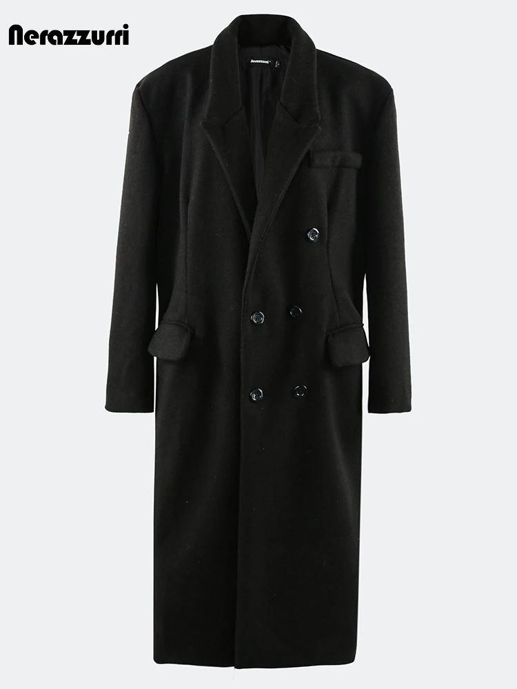 Nerazzurri Winter Long Chic Black Soft Warm Woolen Coat Men Double Breasted Luxury High Quality Clothes Wool Blend Overcoat 2023
Nerazzurri Winter Long Chic Black Soft Warm Woolen Coat Men Double Breasted Luxury High Quality Clothes Wool Blend Overcoat 2023
