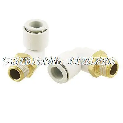 

10 Pcs Push in to Connect Pneumatic Elbow Fitting 1/4" PT x 25/64" Tube