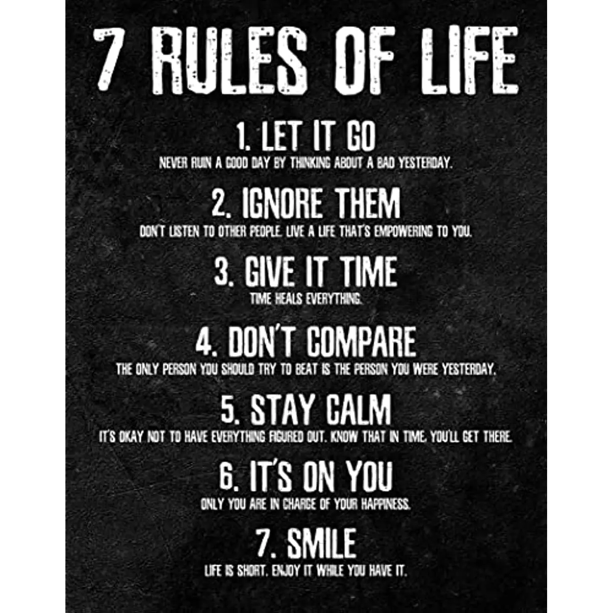 

Retro Style Wall Plaque With 7 Rules of Life - Inspirational Decor,Keep Calm and Smile On,When You Don't Hnow What To Do Look