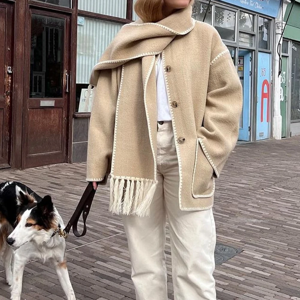 New Faux Cashmere Scarf Neck Fleece Jacket For Women Streetwear Overcoat Solid Color Pockets Plush Thick Coat Warm Tops Jackets
New Faux Cashmere Scarf Neck Fleece Jacket For Women Streetwear Overcoat Solid Color Pockets Plush Thick Coat Warm Tops Jackets