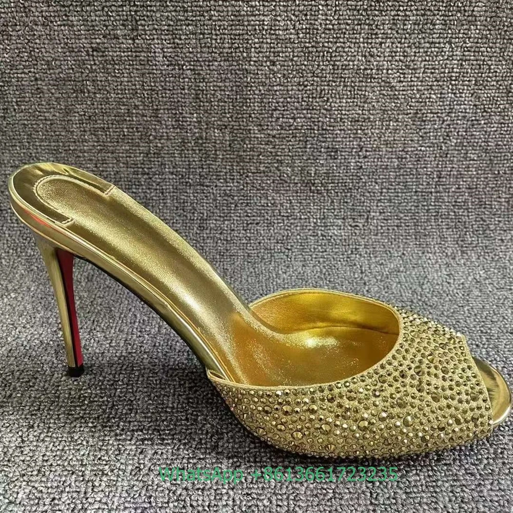 Crystal Bling Bling Women Slippers Slip-On Peep Toe Stiletto Heel Shiny Sandals Summer Fashion Party Rhinestone Sexy Slides
Crystal Bling Bling Women Slippers Slip-On Peep Toe Stiletto Heel Shiny Sandals Summer Fashion Party Rhinestone Sexy Slides