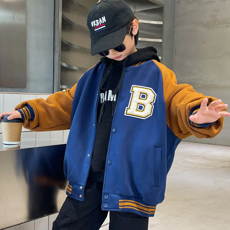 Teenager Boys Baseball Jacket 2023 New Spring Autumn O-Neck Single Breasted Patchwork Letter Print Loose Causal 5-14 Years Old
Teenager Boys Baseball Jacket 2023 New Spring Autumn O-Neck Single Breasted Patchwork Letter Print Loose Causal 5-14 Years Old