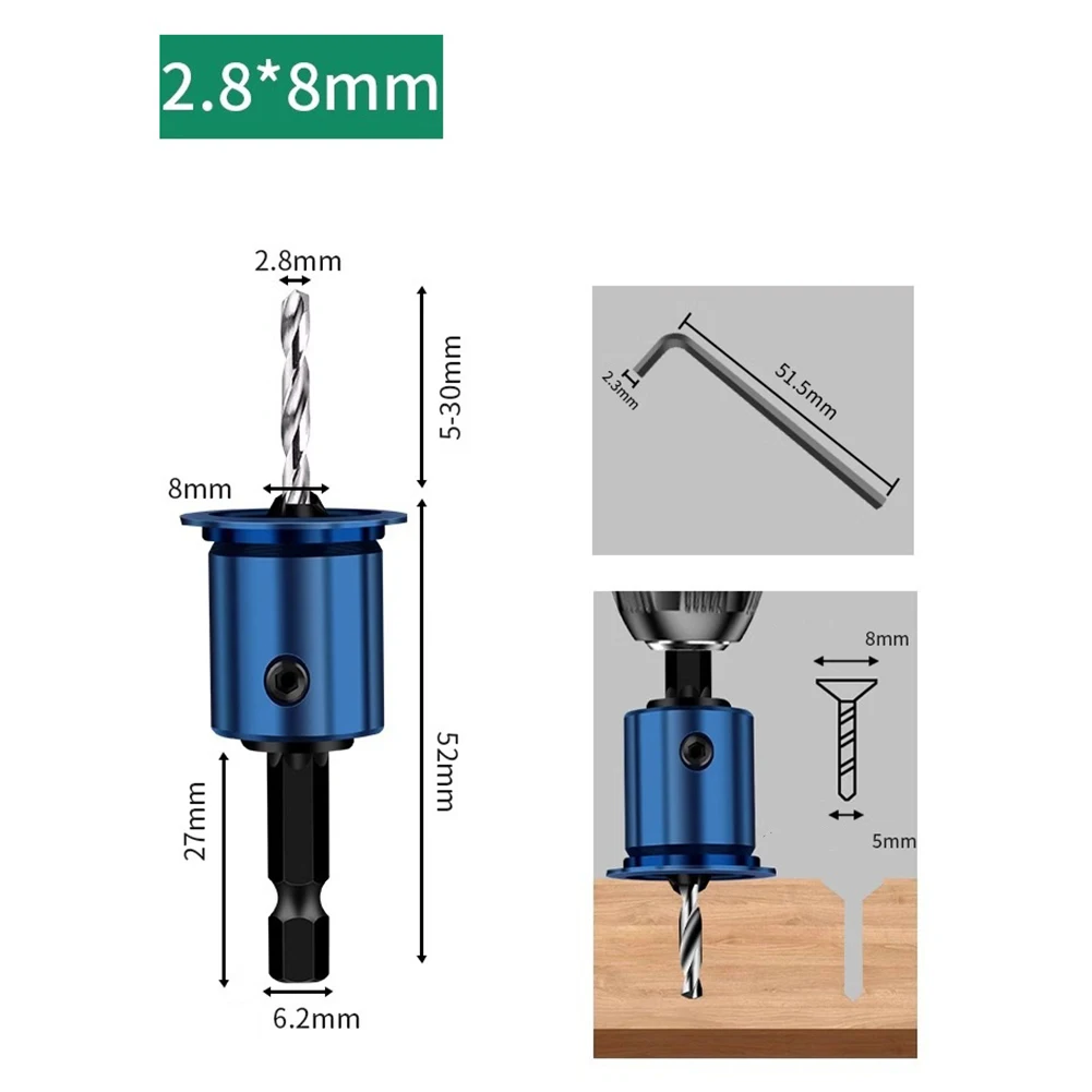 8mm Shank Countersunk Drill Bit Alloy Core Limiter Countersink Drill Router Bit Woodworking Tool Woodworking Drilling Pilot Hole
8mm Shank Countersunk Drill Bit Alloy Core Limiter Countersink Drill Router Bit Woodworking Tool Woodworking Drilling Pilot Hole