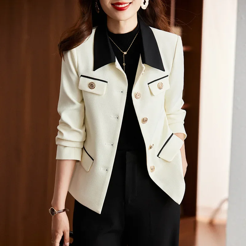 White Short Women Jacket Spring Autumn Fashion Small Fragrance Coat Patchwork Design Wild Office Lady Slim Temperament Jacket
White Short Women Jacket Spring Autumn Fashion Small Fragrance Coat Patchwork Design Wild Office Lady Slim Temperament Jacket