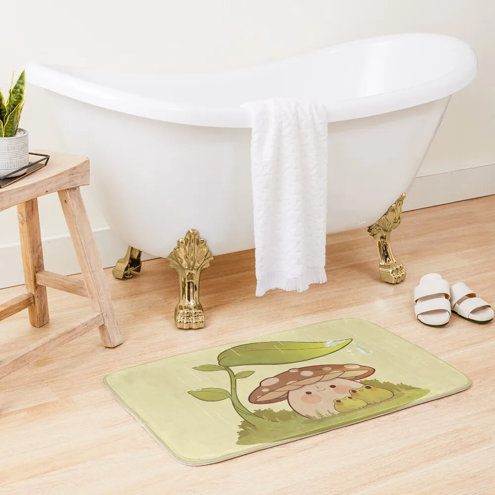 

Cute mushroom and frogs in the rain Bath Mat Sets Of Bathroom Accessories Rugs Baths Washable Non-Slip Kitchen Rug