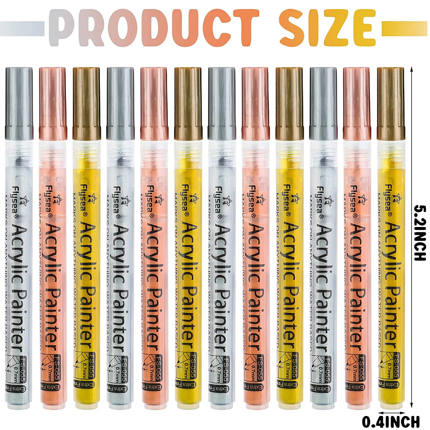 Acrylic Paint Pens,Water-Based Permanent Metallic Markers, for Rock, Craft Supplies Scrapbook Card Making(Silver,Rose Gold)
Acrylic Paint Pens,Water-Based Permanent Metallic Markers, for Rock, Craft Supplies Scrapbook Card Making(Silver,Rose Gold)