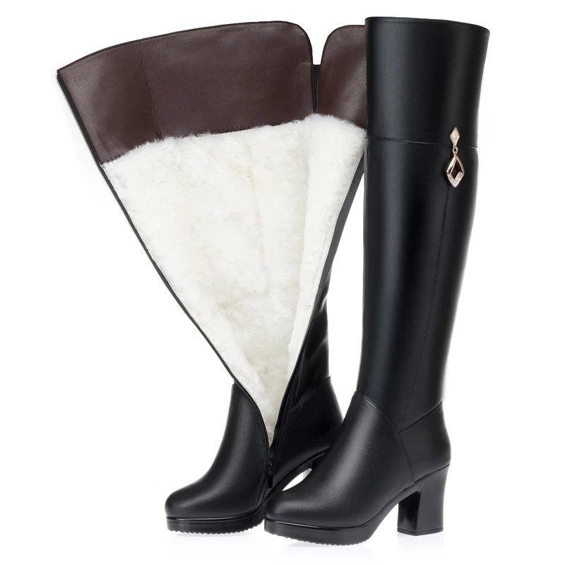 2023 New Women's Over The Knee Boots Natural Wool Genuine Leather Women Winter Boots Plush Warm High-heel Women Motorcycle Boots
2023 New Women's Over The Knee Boots Natural Wool Genuine Leather Women Winter Boots Plush Warm High-heel Women Motorcycle Boots