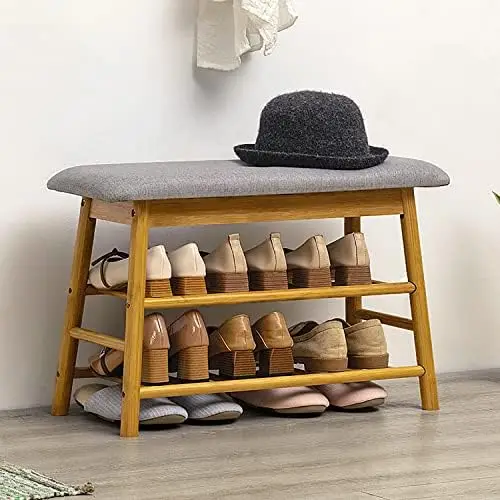 Storage Bench - Bamboo Shoe Shelf with Cushioned Seat and Organizer Compartment, Upholstered Bench for Closet, Entryway, Hallway
Storage Bench - Bamboo Shoe Shelf with Cushioned Seat and Organizer Compartment, Upholstered Bench for Closet, Entryway, Hallway
