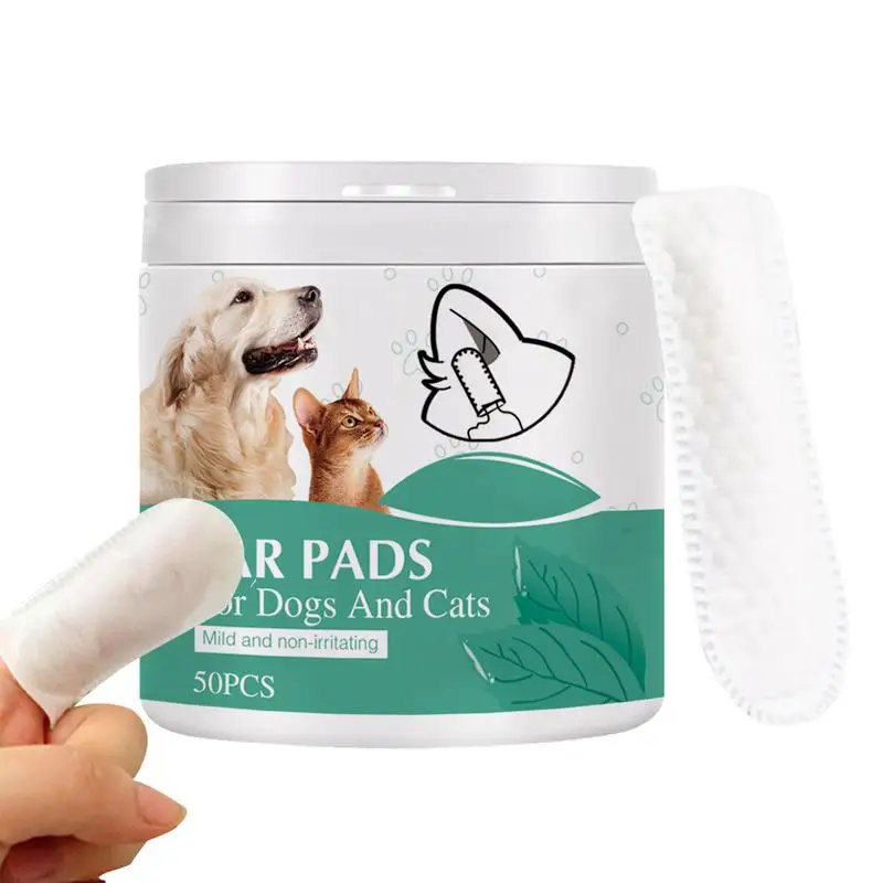 

Cat Ear Wipes 50pcs Pet Teeth Cleaning Finger Cots Pet Grooming Supplies To Remove Ear Wax And Dirt Stop Smelly Itchy Ear