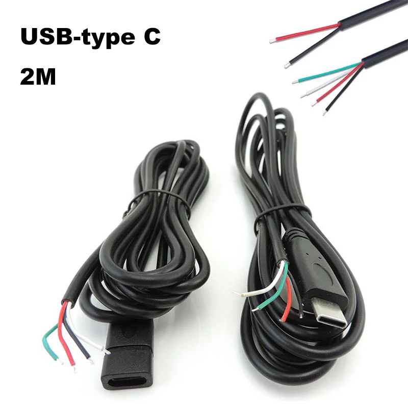 

2 м 2pin 4pin core Type-C штекер Женский кабель diy удлинитель питания Ремонт сварочный провод USB зарядное устройство разъем линия передачи данных p