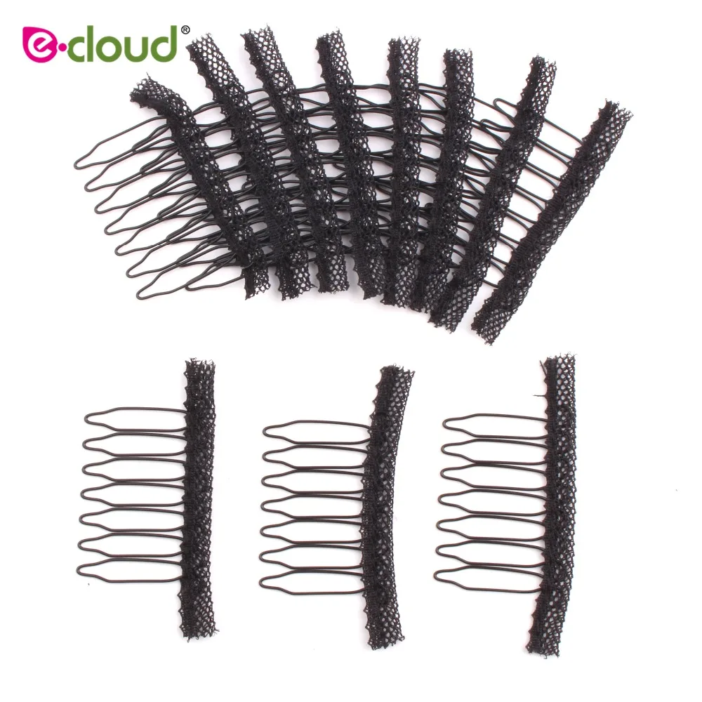 

20pcs/Lot Black Color Lace Hair Wig Combs 7 Teeth Stainless Steel Wig Combs For Wig Caps Wig Clips For Hair Extensions