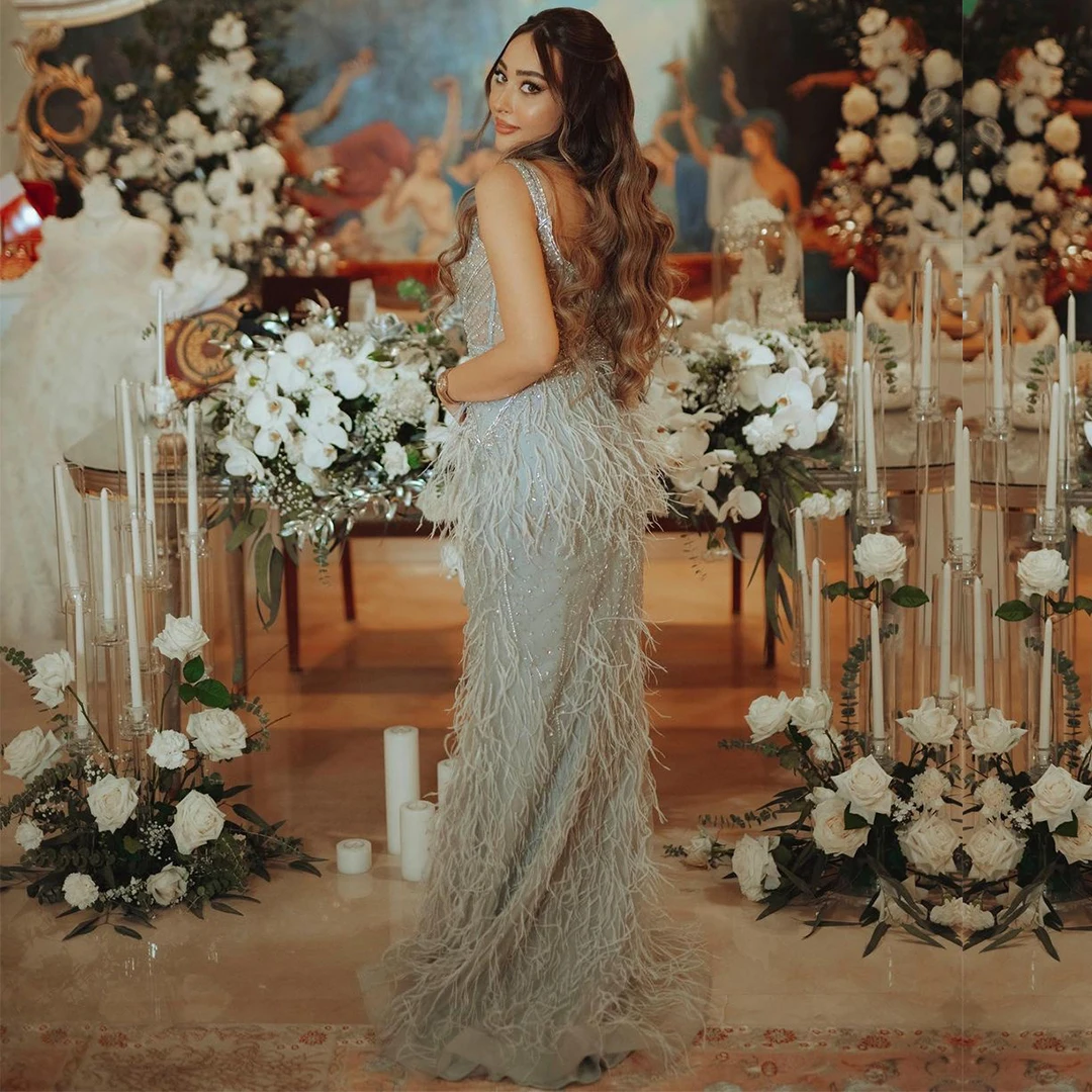 Wedding Dresses V-neck Feather Floor-length Wedding Party Dress Zipper Up Princess Regular Straps Luxury Wedding Dress 2024
Wedding Dresses V-neck Feather Floor-length Wedding Party Dress Zipper Up Princess Regular Straps Luxury Wedding Dress 2024