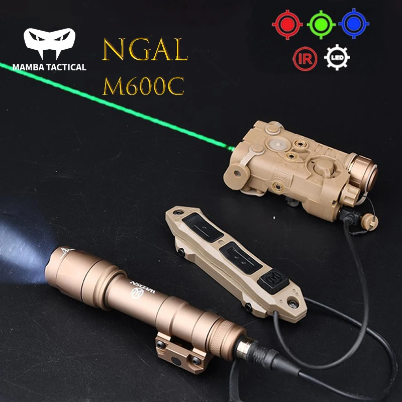 

Tactical NGAL Red Green Blue Laser Sight IR Pointer M600 M600C LED Flashlight Airsoft Scout Light Dual Control Pressure Switch