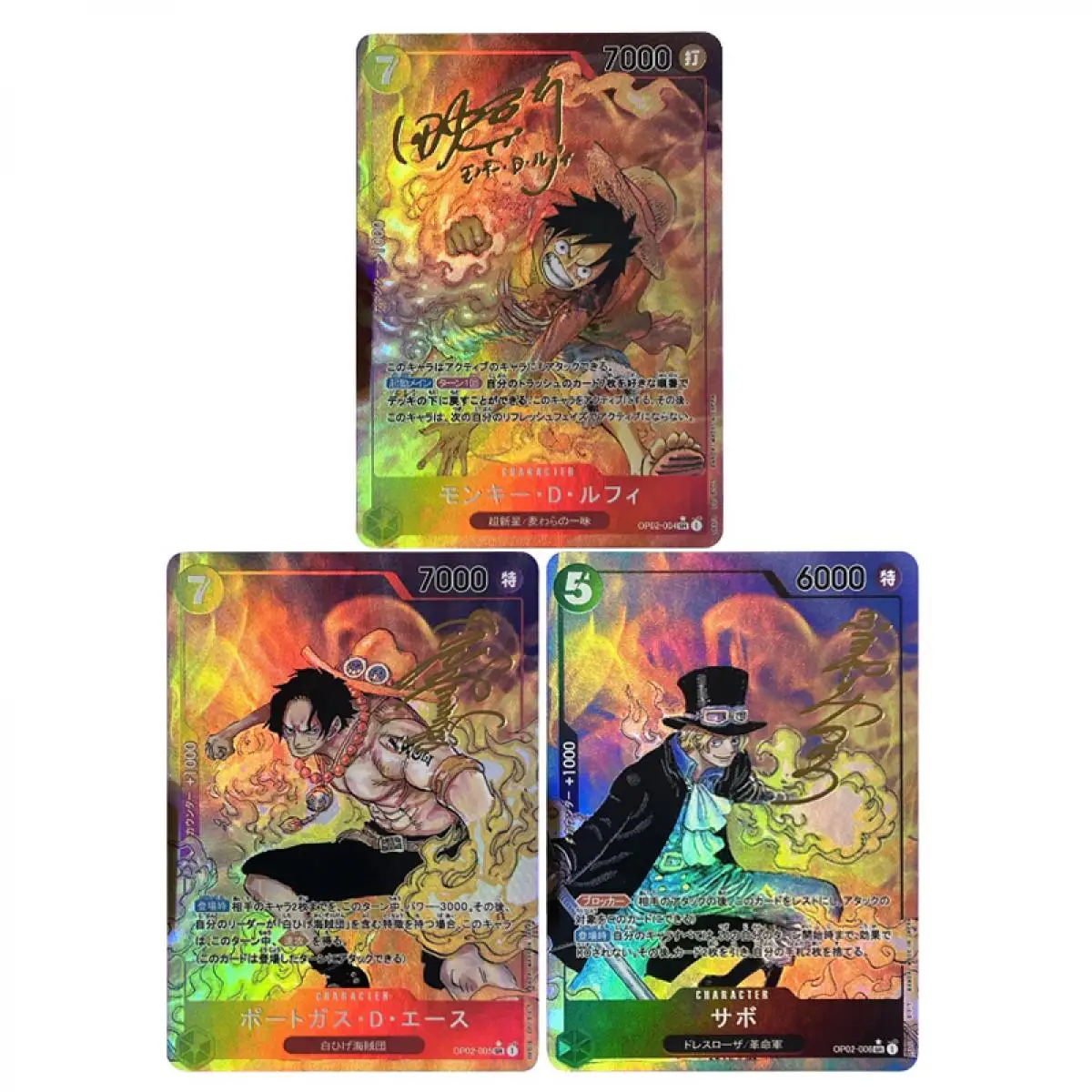 3Pcs/set Diy Self Made Monkey D Luffy Ace Sabo Collection Card Coarse Color Flash Cards Rare Cards Classic Anime Game Gift Toys
3Pcs/set Diy Self Made Monkey D Luffy Ace Sabo Collection Card Coarse Color Flash Cards Rare Cards Classic Anime Game Gift Toys