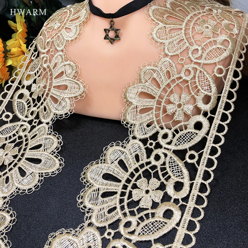15yard 10.5cm African Lace Ribbon Embroidery Gold Crafts Wedding Dress Fabric For Sewing Accessories Diy Women Clothing Curtain
15yard 10.5cm African Lace Ribbon Embroidery Gold Crafts Wedding Dress Fabric For Sewing Accessories Diy Women Clothing Curtain