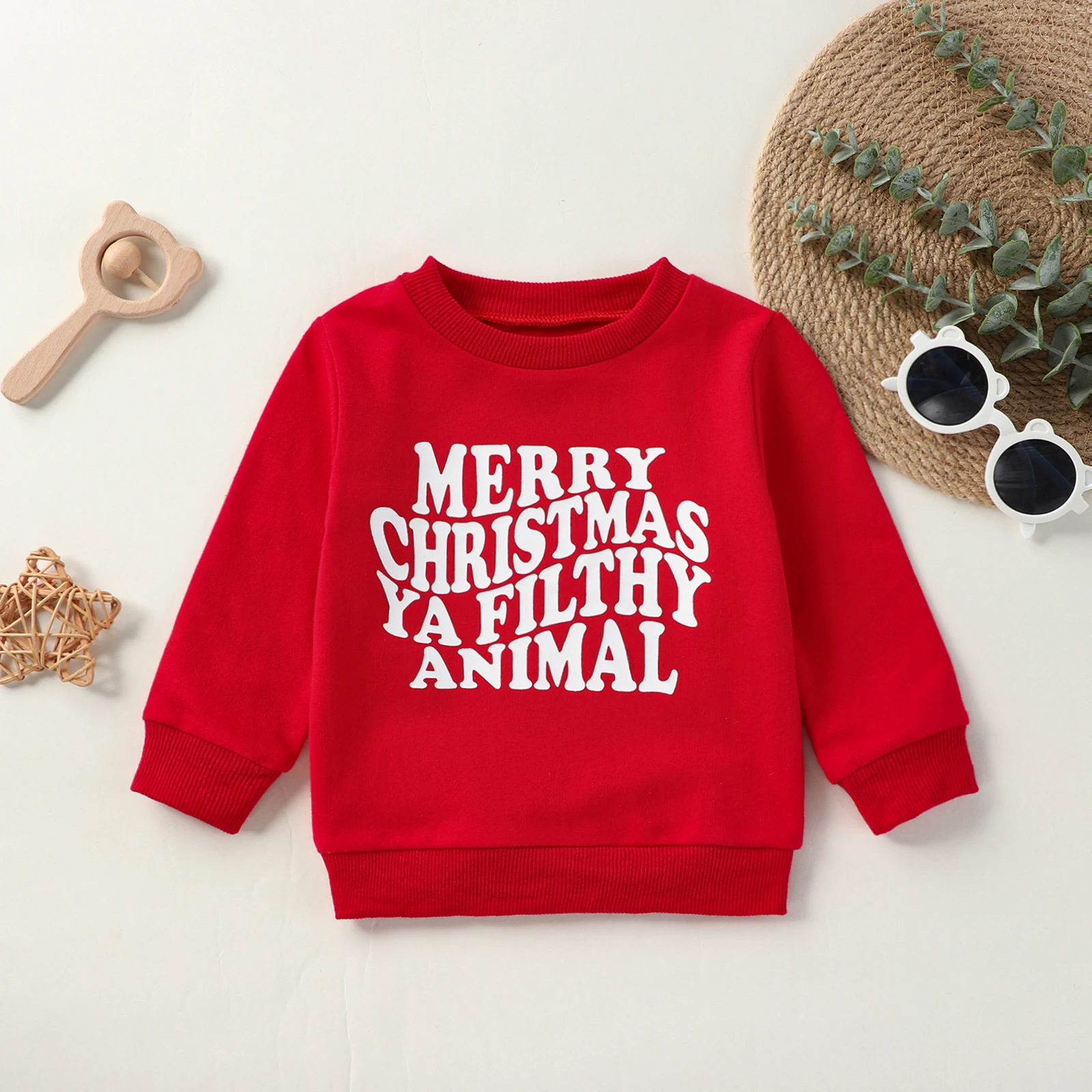 

Рождественские свитшоты Lioraitiin для маленьких мальчиков и девочек от 0 до 5 лет, пуловер с длинным рукавом и буквенным принтом, топы, детская зимняя одежда, 2023-07-22