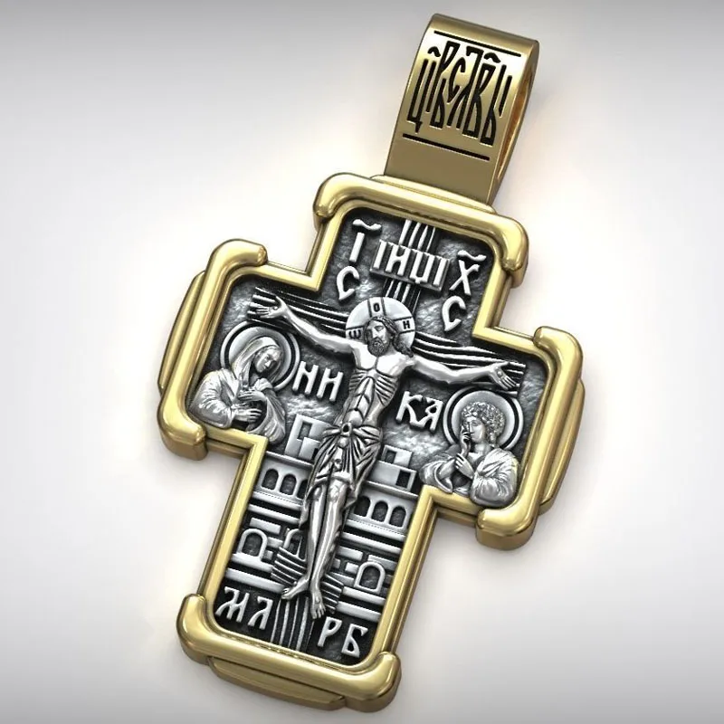 

13 г Иисус Христа православный крест венерная Илья мурметы золотой кулон 925 твердый Стерлинговое Серебро высокие тренды