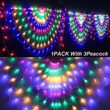 444LED Peacock Curtain String Lights Xmas 3M*1M Net Mesh Fairy Light Xmas For Christmas, Valentine's Day, Wedding, Party Lamp
444LED Peacock Curtain String Lights Xmas 3M*1M Net Mesh Fairy Light Xmas For Christmas, Valentine's Day, Wedding, Party Lamp