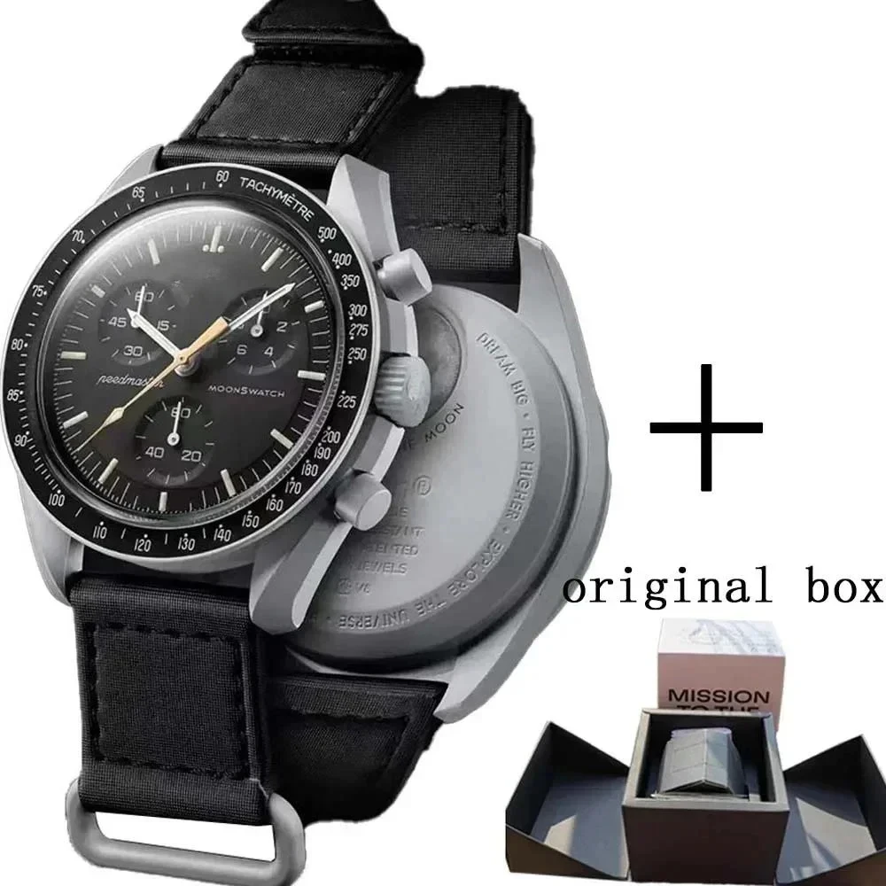 

Лидер продаж, оригинальные Брендовые мужские часы с коробкой в виде Луны, пластиковые ремешки, наручные часы с хронографом, модные мужские часы AAA с изображением планеты