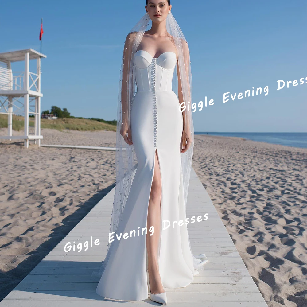 

Женское вечернее платье-Русалка Giggle, элегантное платье в пол из крепа, с разрезом, в стиле Саудовской Аравии, для выпускного вечера, 2024