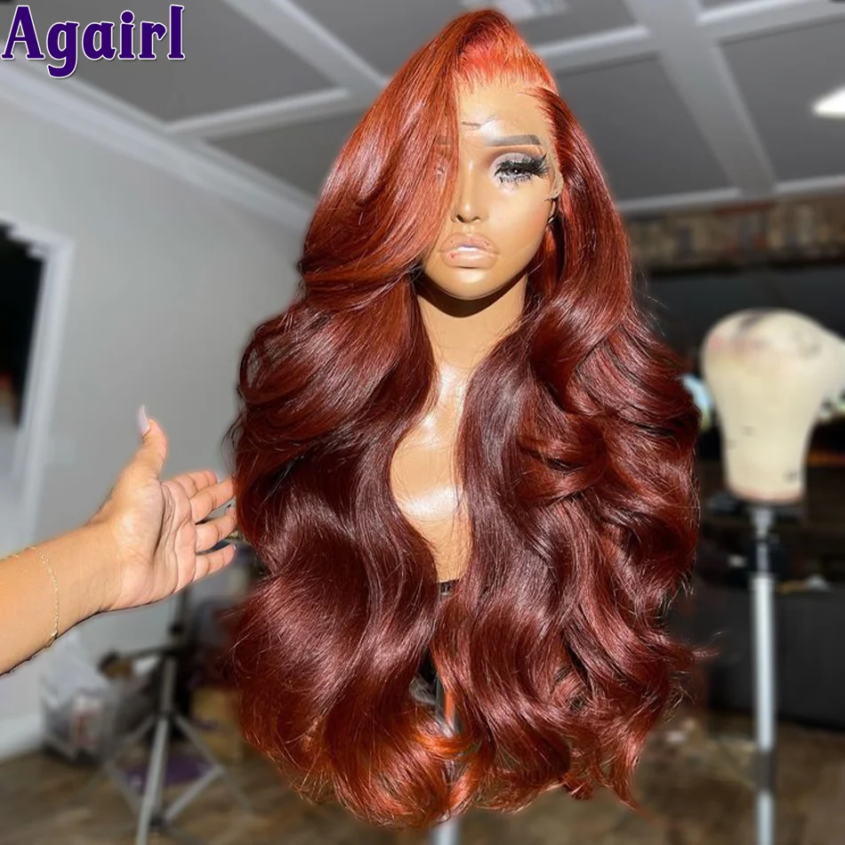 

Ginger Red Brown Wear Go Glueless Wig 5x5 Closure Wig Transparent 13X6 13X4 Lace Frontal Body Wave Wig 200% PrePlucked for Women