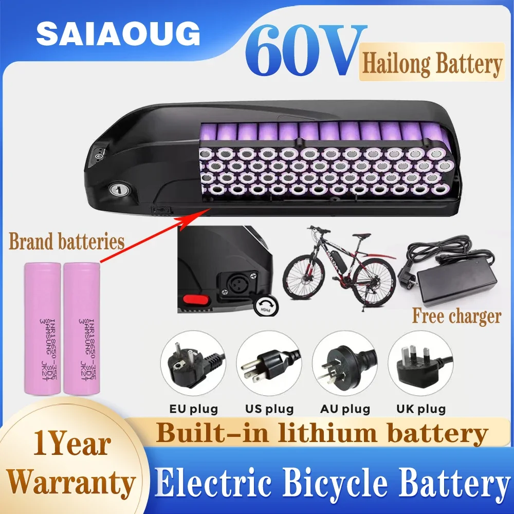 

EBike Battery Hailong 18650 Cells 60V 20Ah 24Ah 40Ah 50Ah for Bafang Electric Bicycle with USB 2000W 1000W 750W 500W 350W 250W