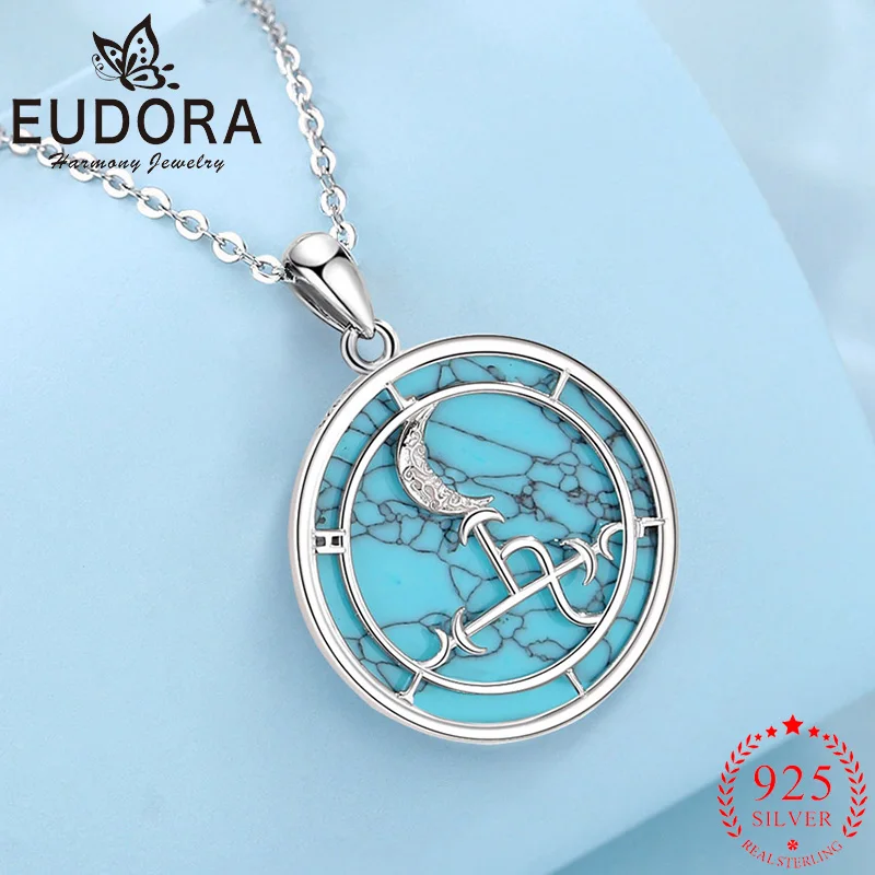 Eudora 925 Sterling Silver Lilith Sigil Necklace Moon Turquoise Amulet Pendant Religious Jewelry Exquisite Gift for Men Women 
Eudora 925 Sterling Silver Lilith Sigil Necklace Moon Turquoise Amulet Pendant Religious Jewelry Exquisite Gift for Men Women