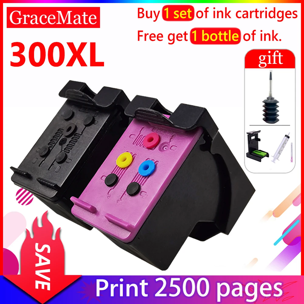 GraceMate 300XL Ink Cartridge Replacement for HP 300 hp300 DeskJet F2423 F2430 F2480 F2488 F2492 F2493 C4680 ENVY 100 110 120
GraceMate 300XL Ink Cartridge Replacement for HP 300 hp300 DeskJet F2423 F2430 F2480 F2488 F2492 F2493 C4680 ENVY 100 110 120