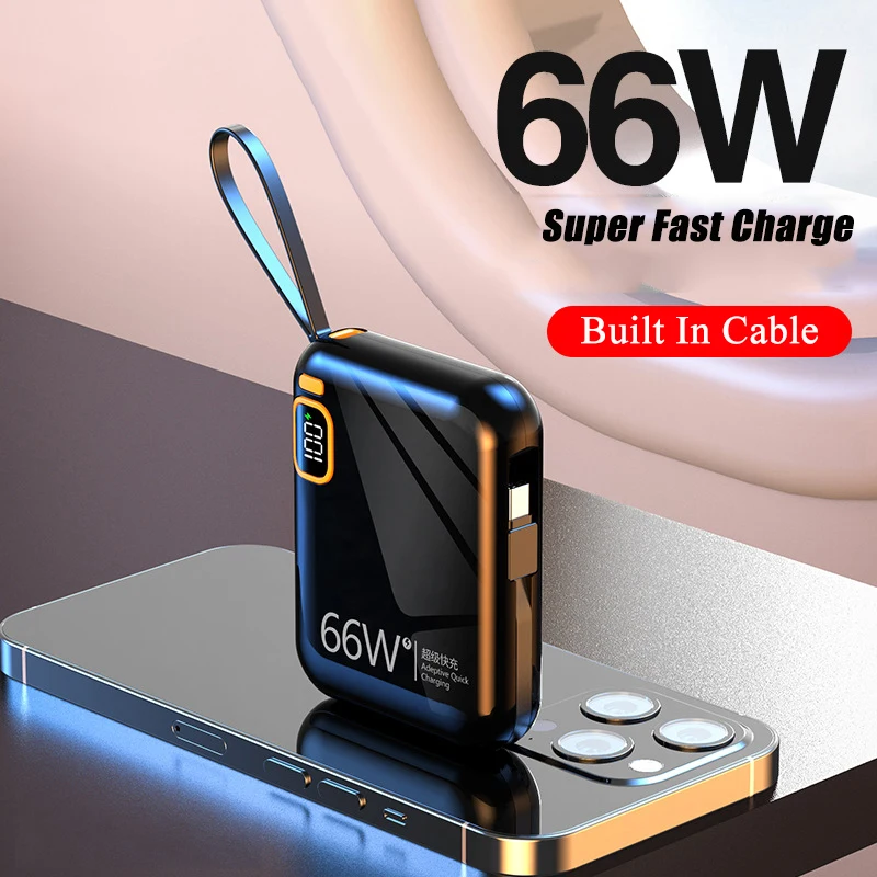 66W Portable Power Bank 10000mah Detachable USB to TYPE C Cable Two-way Fast Charger Mini Powerbank for iPhone Xiaomi Samsung
66W Portable Power Bank 10000mah Detachable USB to TYPE C Cable Two-way Fast Charger Mini Powerbank for iPhone Xiaomi Samsung