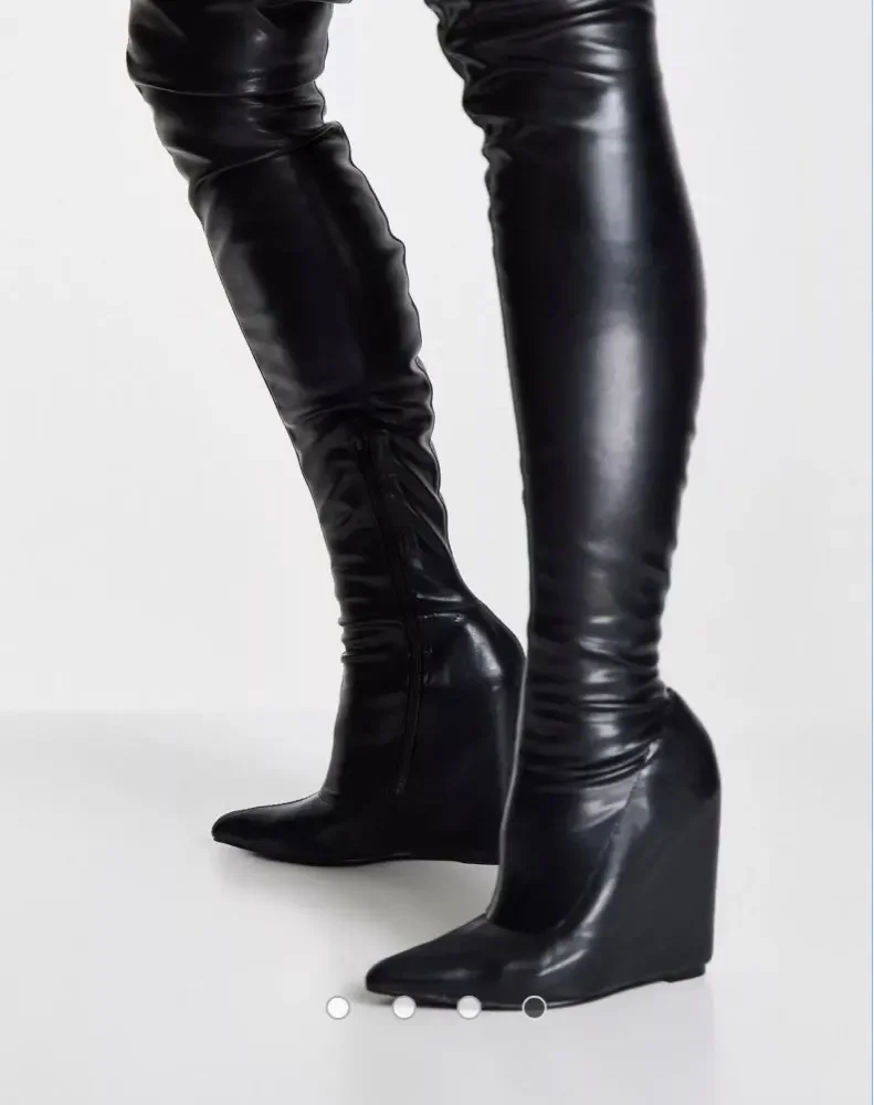 Custom Fashion All Black Wedge Espadrille Sandals And Winter Stretch PU Over The Knee Boots Size 15
Custom Fashion All Black Wedge Espadrille Sandals And Winter Stretch PU Over The Knee Boots Size 15