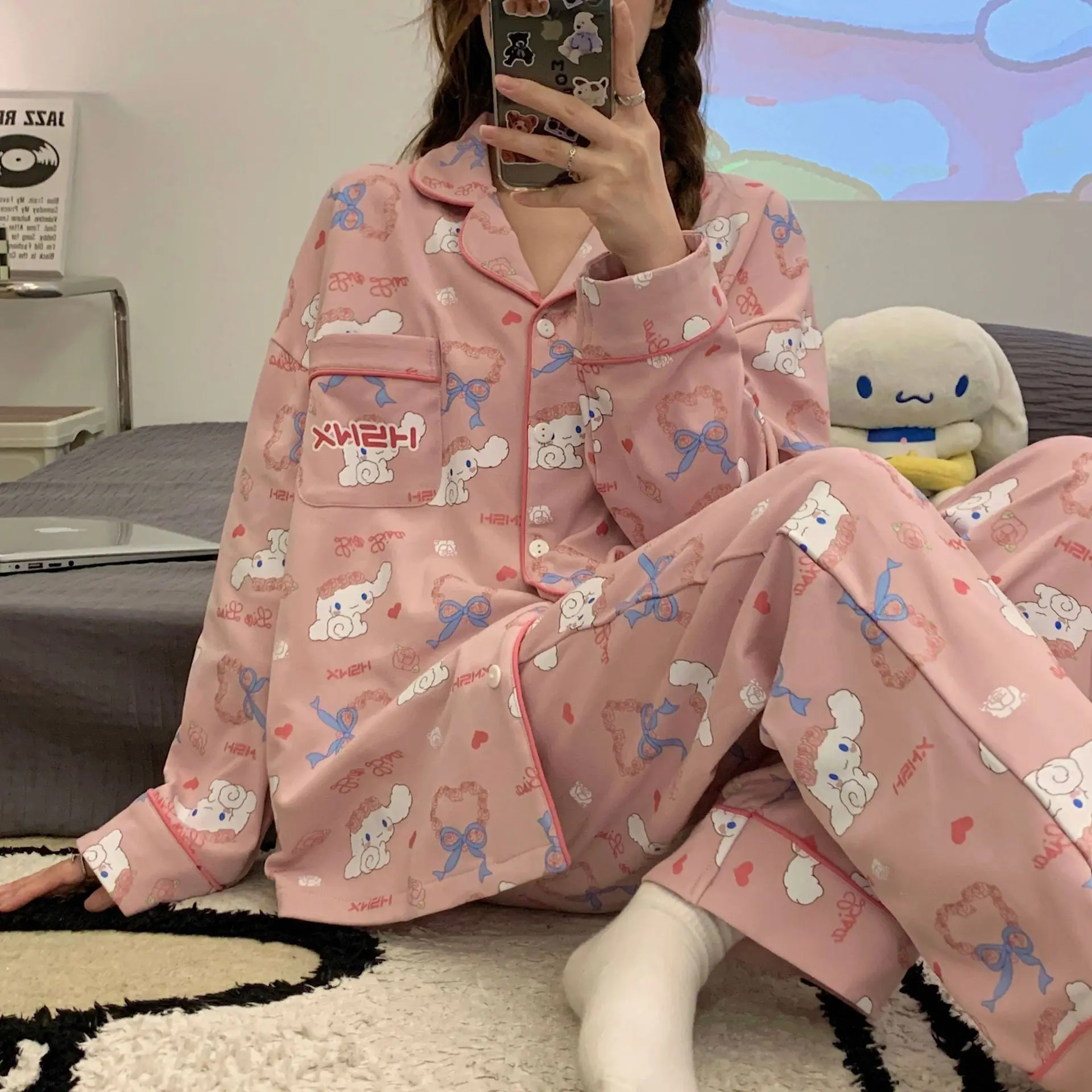 New Cute Sanrio Pajamas Cartoon Cinnamoroll My Lmelody Kuromi Autumn Long Sleeve Trousers Set Women's Home Wear Girl Gift Y2K
New Cute Sanrio Pajamas Cartoon Cinnamoroll My Lmelody Kuromi Autumn Long Sleeve Trousers Set Women's Home Wear Girl Gift Y2K