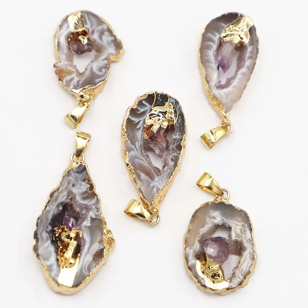 2pcs/lot New Natural Stone Irregular Grey Agate Necklace Druzy Amethysts Pendants Reiki Charms Fashion DIY Jewelry Accessories
2pcs/lot New Natural Stone Irregular Grey Agate Necklace Druzy Amethysts Pendants Reiki Charms Fashion DIY Jewelry Accessories
