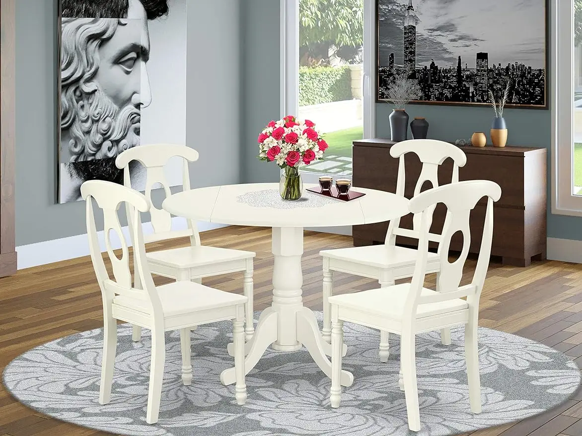 East West Furniture Dublin 5 Piece Room Furniture Set Includes a Round Kitchen Table with Dropleaf and 4 Dining Chairs
East West Furniture Dublin 5 Piece Room Furniture Set Includes a Round Kitchen Table with Dropleaf and 4 Dining Chairs
