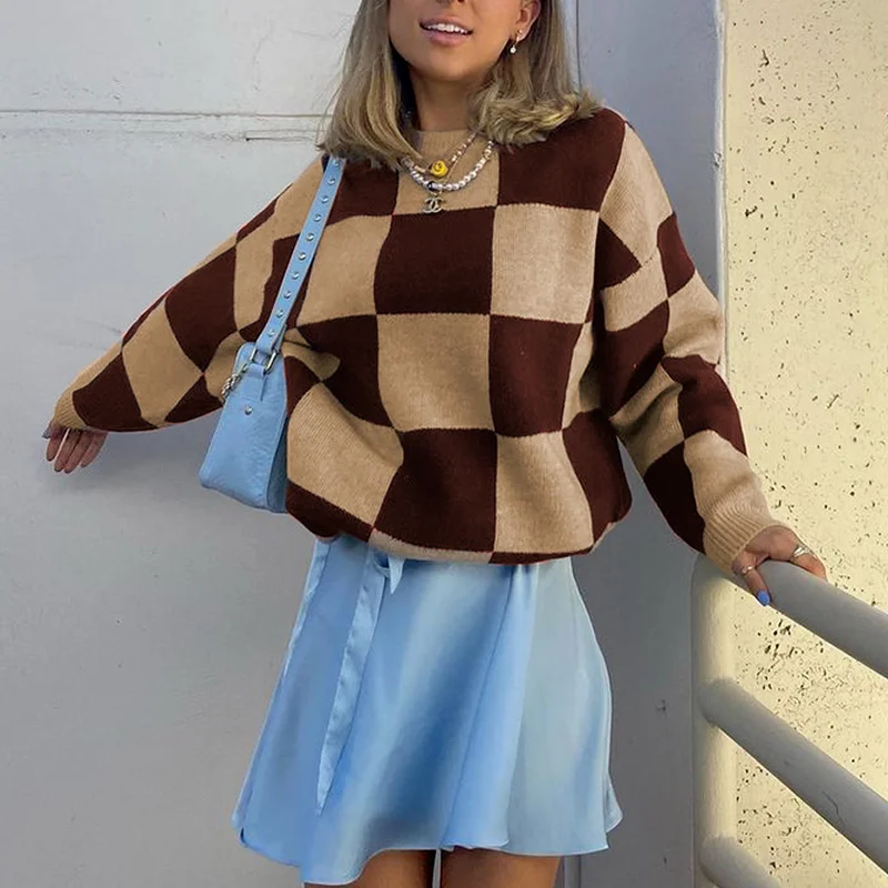Autumn Winter Sweaters Y2K Top Grunge 2023 Casual Women Retro Plaid Sweater Pullovers Long Sleeve Loose Color-Matching Knitwear
Autumn Winter Sweaters Y2K Top Grunge 2023 Casual Women Retro Plaid Sweater Pullovers Long Sleeve Loose Color-Matching Knitwear