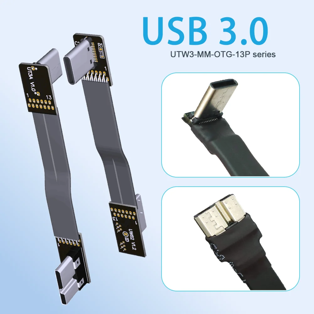 ADT Aerial OTG Up Downward Micro USB3.0 To Type C Flexible Ribbon Cable FFC Flat Cord FPV USB C Micro-B Female Male 3.0 Extender
ADT Aerial OTG Up Downward Micro USB3.0 To Type C Flexible Ribbon Cable FFC Flat Cord FPV USB C Micro-B Female Male 3.0 Extender