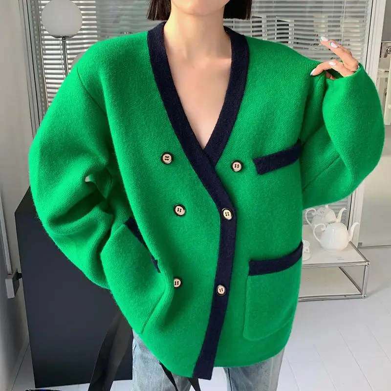 Knitted Cardigan Korean Fashion Sweater Coats Autumn Winter V Neck Loose Elegant Cardigan Women Top Female Clothing Streetwear
Knitted Cardigan Korean Fashion Sweater Coats Autumn Winter V Neck Loose Elegant Cardigan Women Top Female Clothing Streetwear