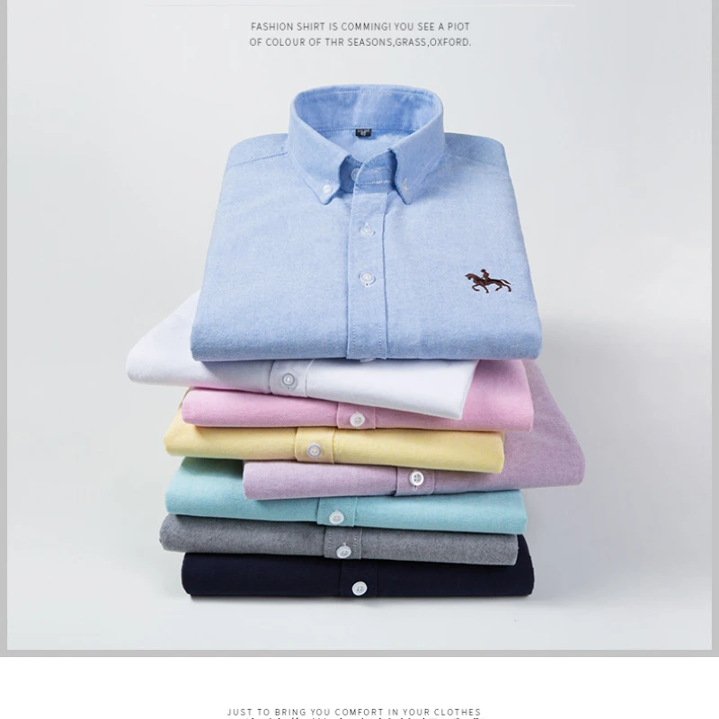 New spring and autumn 100% cotton men's long-sleeved Oxford shirts for young and middle-aged business men, casual and versatile
New spring and autumn 100% cotton men's long-sleeved Oxford shirts for young and middle-aged business men, casual and versatile