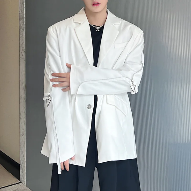 Premium Men Blazer Shoulder Pad Zipper Lapel Long Sleeve Loose Suit Jacket Korean Style Simple Casual Mens Designer Clothes
Premium Men Blazer Shoulder Pad Zipper Lapel Long Sleeve Loose Suit Jacket Korean Style Simple Casual Mens Designer Clothes
