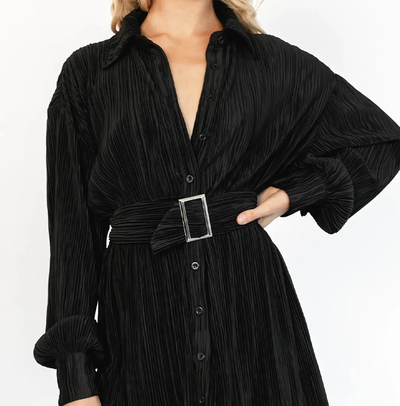 Women Fashion Solid Folds Pleat Party Dress Spring Single Breasted Lapel Office Shirt Dress Autumn Long Sleeve Belted Mini Dress
Women Fashion Solid Folds Pleat Party Dress Spring Single Breasted Lapel Office Shirt Dress Autumn Long Sleeve Belted Mini Dress