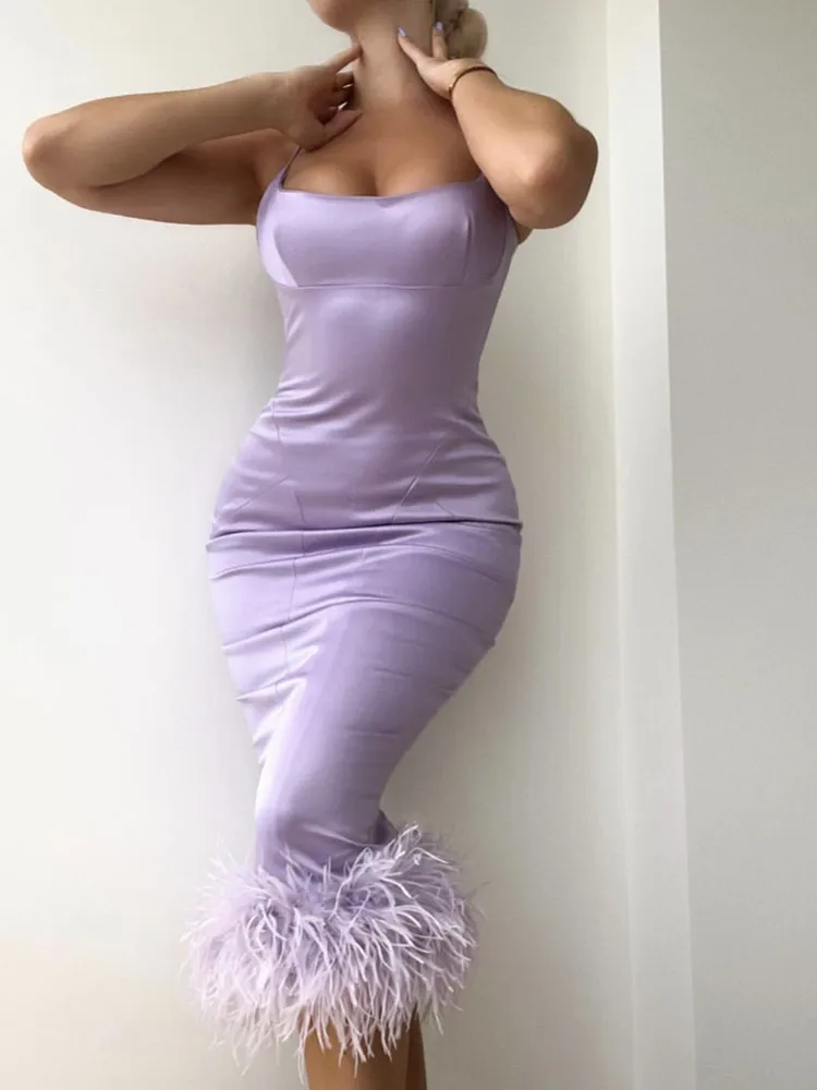 2022 Women New Bandage Dress Spaghetti Strap Square Collar Furry Hem Knee Length Elegant Ladies Celebrity Evening Party Dresses
2022 Women New Bandage Dress Spaghetti Strap Square Collar Furry Hem Knee Length Elegant Ladies Celebrity Evening Party Dresses
