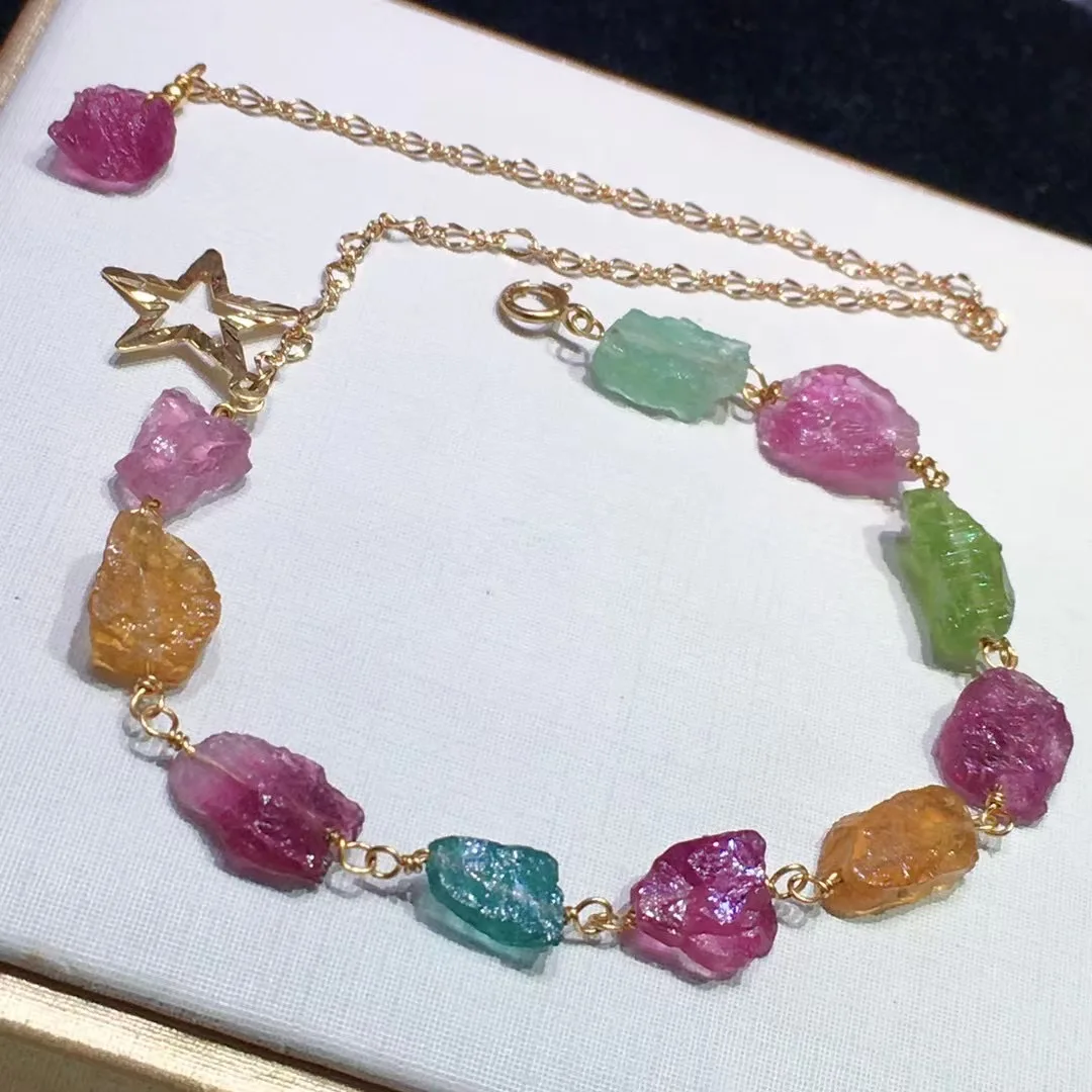 1 Pc Fengbaowu Natural Colorful Raw Rough Tourmaline Chain Bracelet Ankle Chain Crystal Reiki Healing Stone Jewelry Gift Women
1 Pc Fengbaowu Natural Colorful Raw Rough Tourmaline Chain Bracelet Ankle Chain Crystal Reiki Healing Stone Jewelry Gift Women