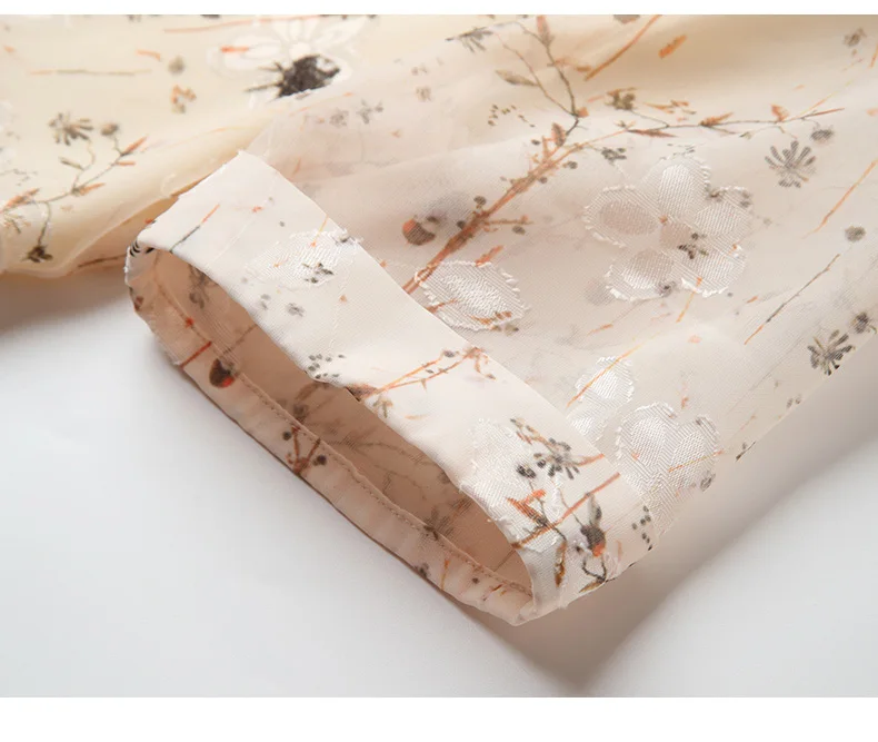 EVNISI Chic Floral Printing Women Chiffon Dress O-Neck Elegant Apricot Office A-LINE Dresses Fairy For Women Slim Party Vestido EVNISI Chic Floral Printing Women Chiffon Dress O-Neck Elegant Apricot Office A-LINE Dresses Fairy For Women Slim Party Vestido