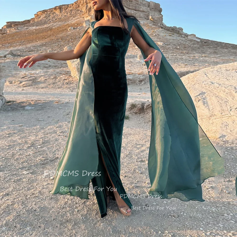 

Шикарные женские вечерние платья из саудовской и арабской Аравии, изумрудно-зеленое бархатное платье с длинным рукавом и накидкой до щиколотки, бальное платье для выпускного вечера, для торжественных мероприятий