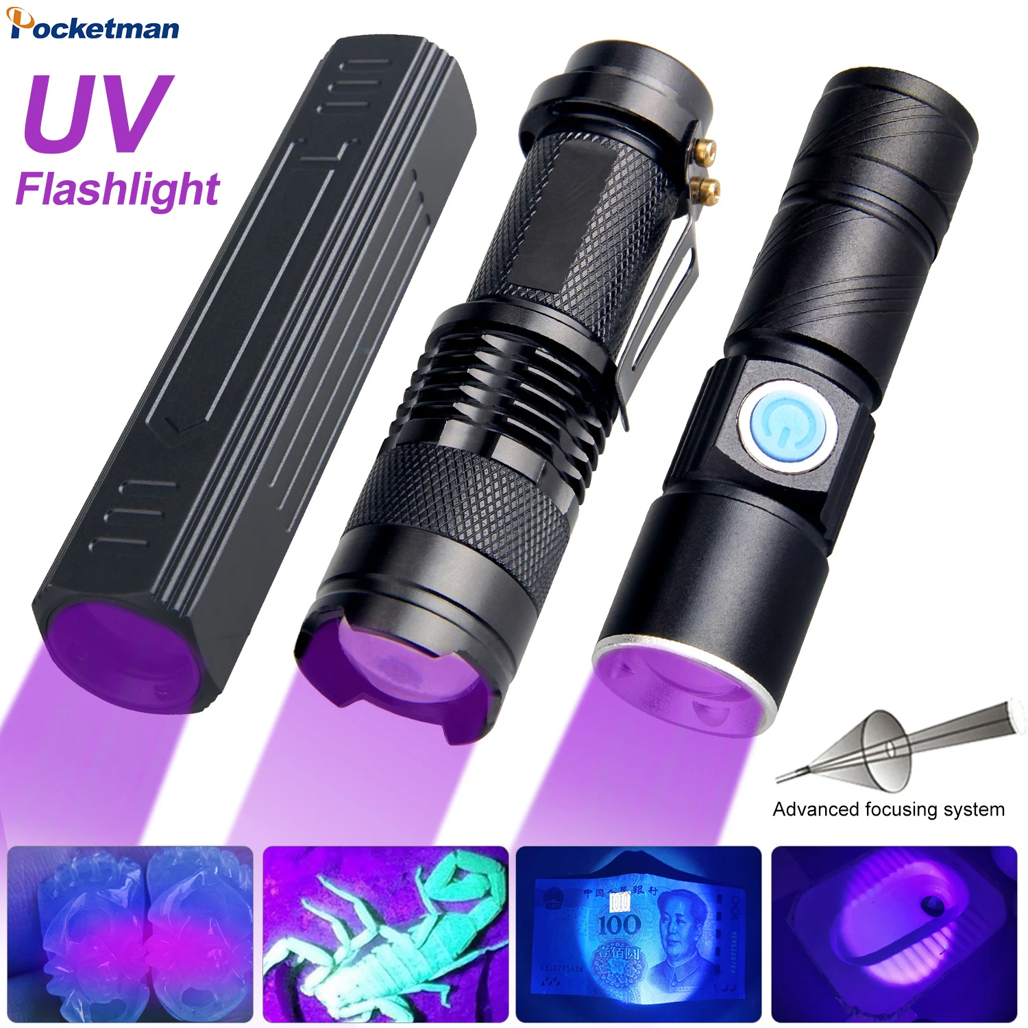 UV Flashlight Black Light 365/395nm Flashlight Ultraviolet Flashlights UV Torch UV Light Detector for Pet Urine Stains Scorpion
UV Flashlight Black Light 365/395nm Flashlight Ultraviolet Flashlights UV Torch UV Light Detector for Pet Urine Stains Scorpion