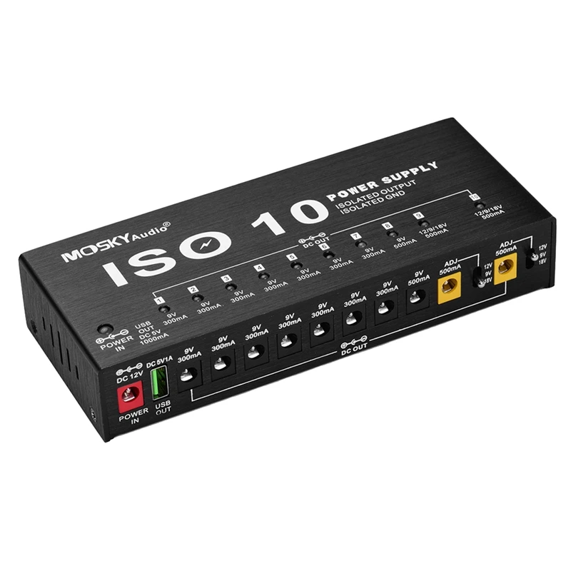 MOSKY ISO-10 Guitar Effect Pedal Power Supply 10 Isolated DC Outputs/ 5V USB Output,Protection Guitar Accessories
MOSKY ISO-10 Guitar Effect Pedal Power Supply 10 Isolated DC Outputs/ 5V USB Output,Protection Guitar Accessories