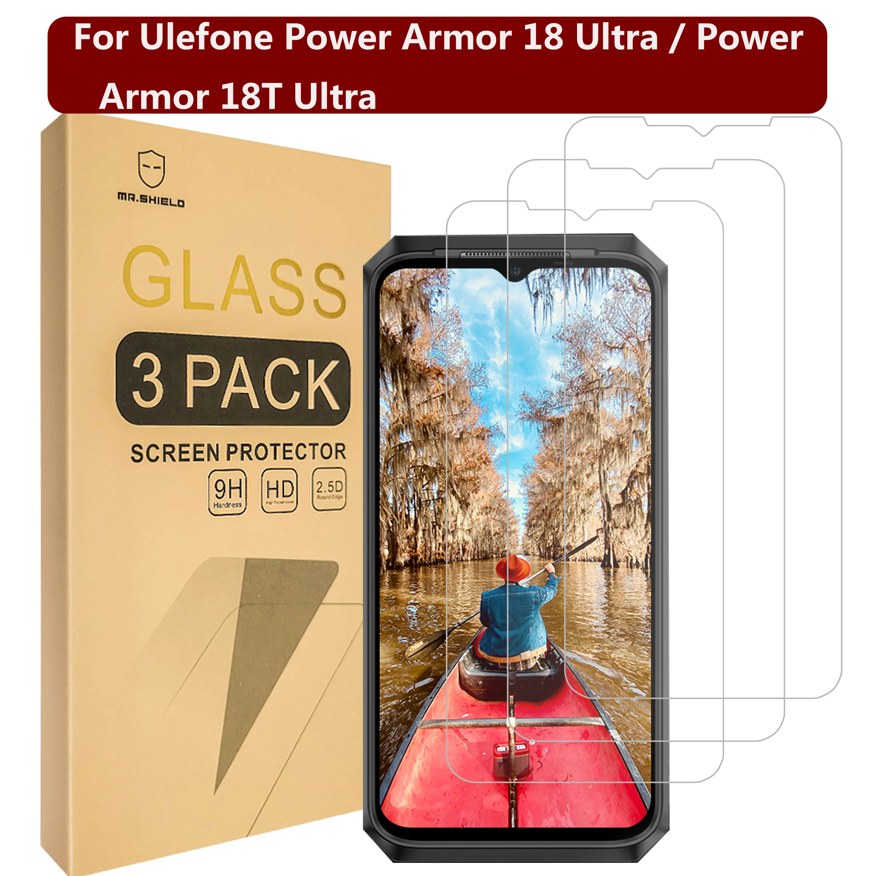 

Mr.Shield [3-Pack] Screen Protector For Ulefone Power Armor 18 Ultra/Power Armor 18T Ultra [Tempered Glass] [9H Hardness]