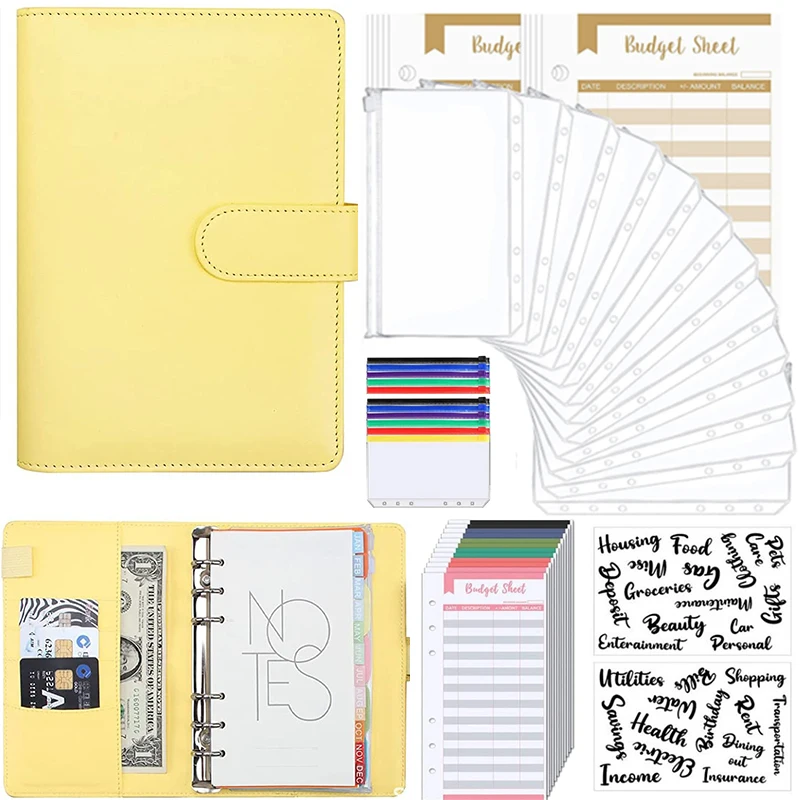 A6 PU Leather Budget Binder Notebook Cash Envelopes System Set with Binder Pockets For Money Budgets Saving Bill Organizer Gifts
A6 PU Leather Budget Binder Notebook Cash Envelopes System Set with Binder Pockets For Money Budgets Saving Bill Organizer Gifts