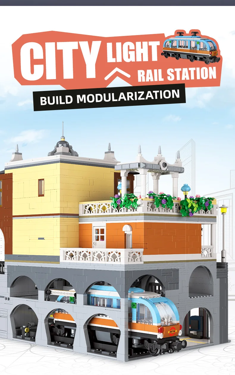 In stock Creative City Light Rail Station Building Blocks MOC street view Subway Station Train Creative Model Set Bricks Toys In stock Creative City Light Rail Station Building Blocks MOC street view Subway Station Train Creative Model Set Bricks Toys