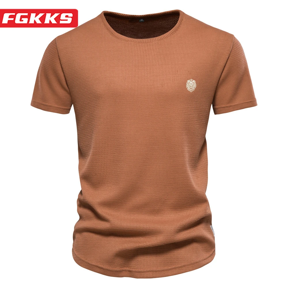 

FGKKS 2023 Повседневная футболка мужская летняя Новинка с круглым вырезом однотонный блейзер высокое качество горячая распродажа Повседневная футболка мужская